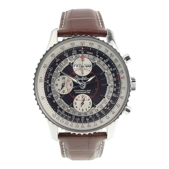 Breitling Montbrillant Stainless Steel Brown Dial 43mm Automatic Men’s A21330 - Picture 1 of 9